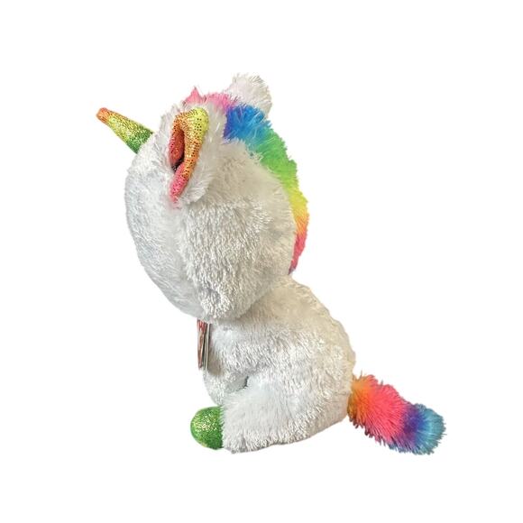 TY Beanie Boos Pixy White Rainbow Unicorn Glitter Eyes 6" Plush Stuffed Animal - Picture 3 of 9